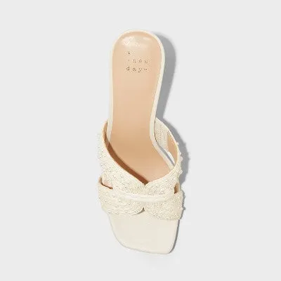 New - Women's Tia Mule Heels - A New Day™ Cream 10