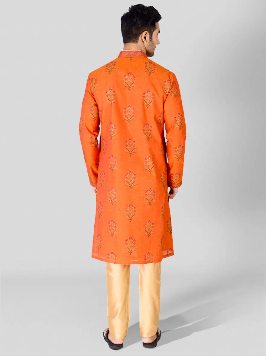 Orange Printed Kurta Set | Azania