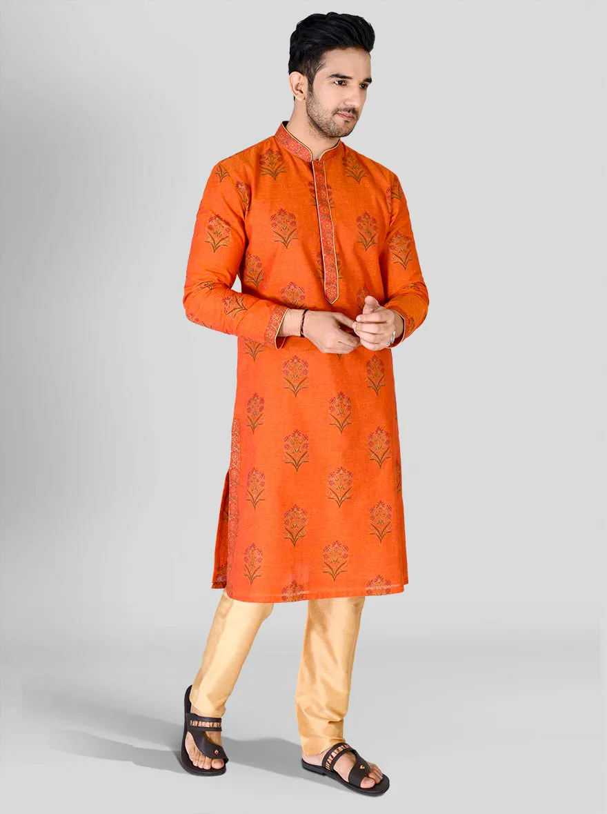 Orange Printed Kurta Set | Azania