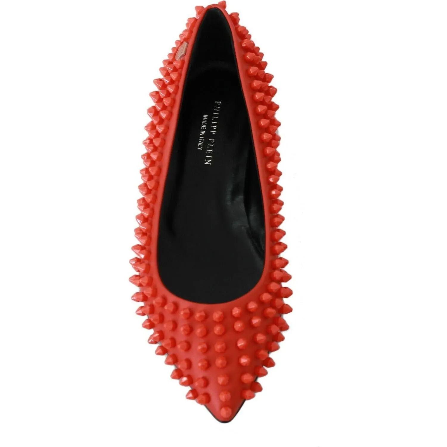 Philipp Plein Vibrant Orange Pointed Leather Flats