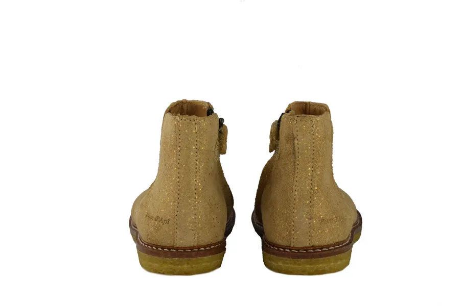 Pom d'Api Girls Nougat Gold Suede Chelsea Boot