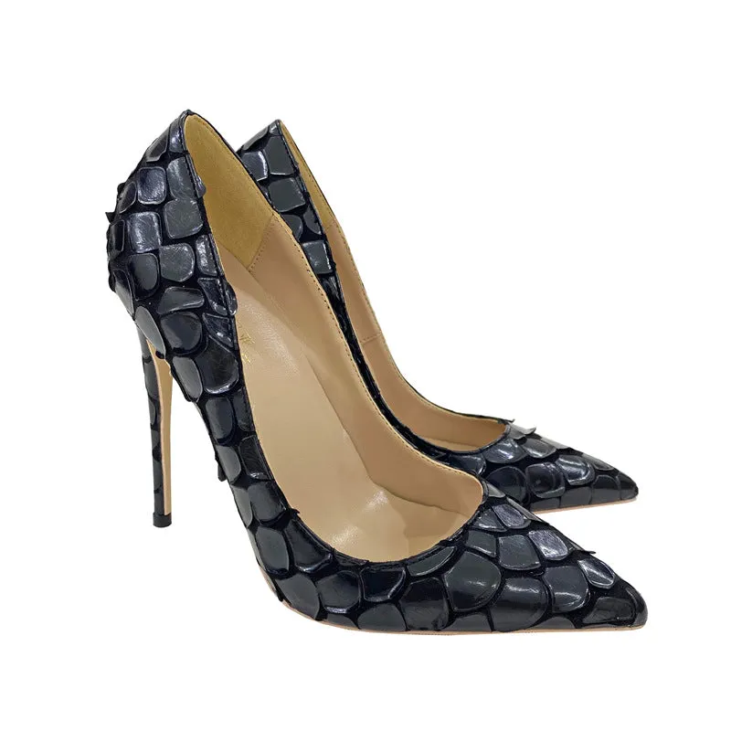 Pre Order:  Croc Pattern Stiletto Pumps Shoes