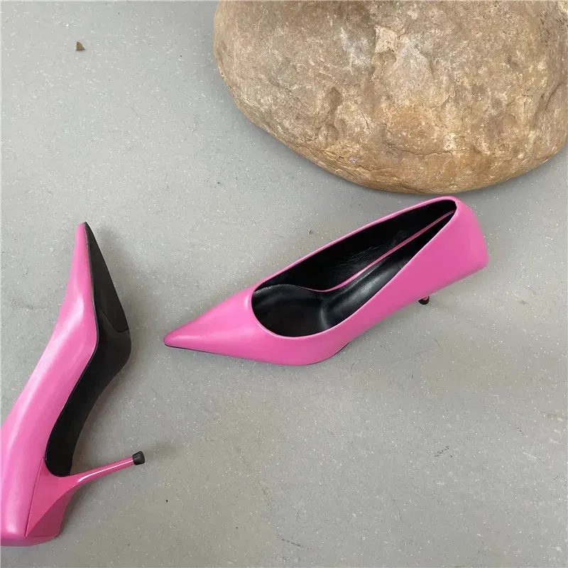 Pre Order:  PU Leather Shallow Pointed Toe Stiletto Pumps