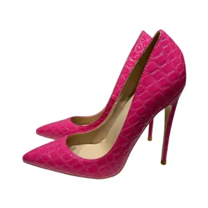 Pre Order:  Rose Pink Crocodile Pattern Pointed-Toe Shoes