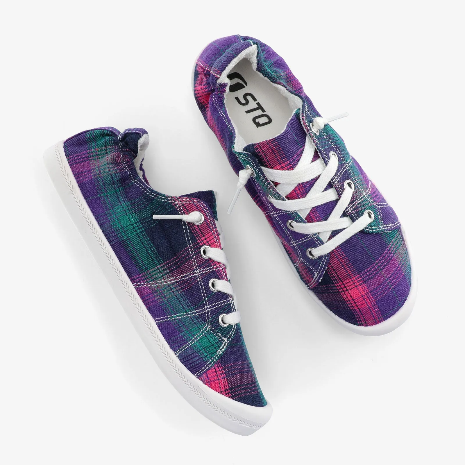 STQ Plaid Slip-Ons Casual Shoes