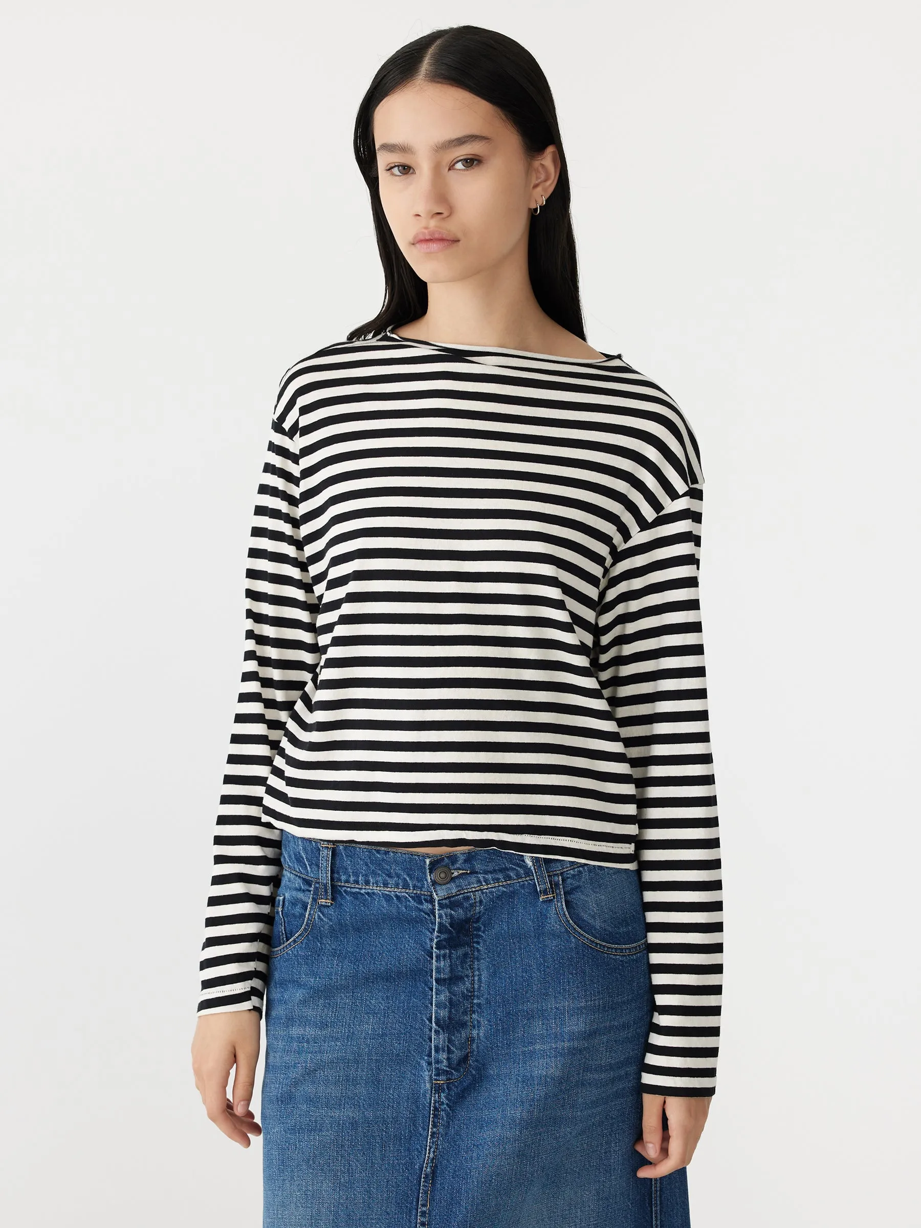 stripe boxy long sleeve t.shirt