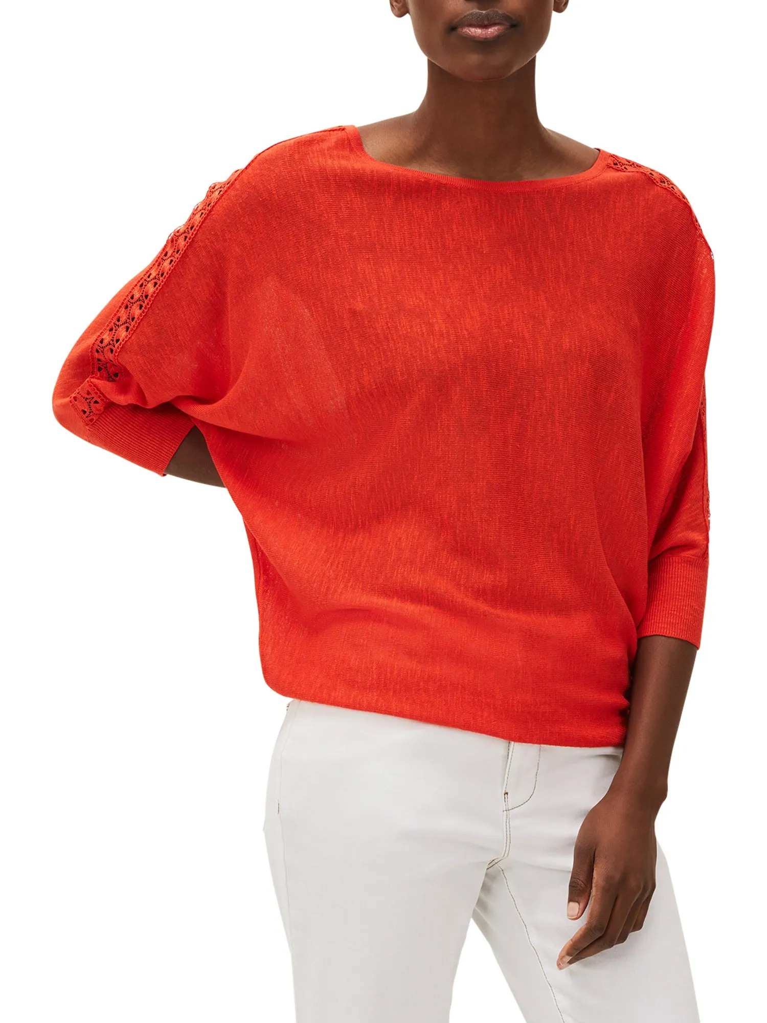 Talia Lace Trim Linen Top