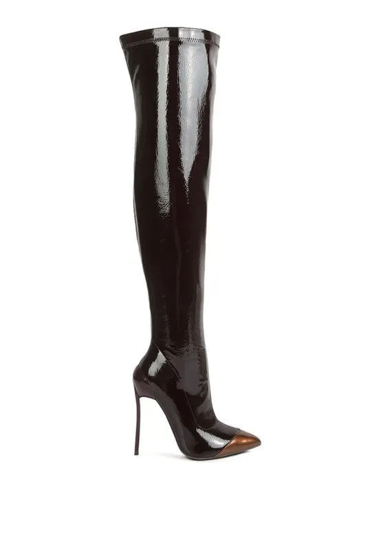 TEEK - Chimes High Heel Patent Long Boots