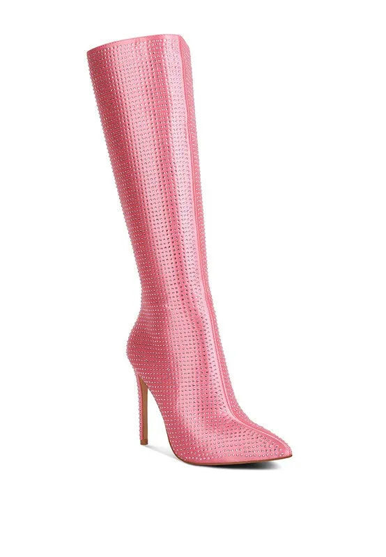 TEEK - Diamante Set High Heeled Calf Boot