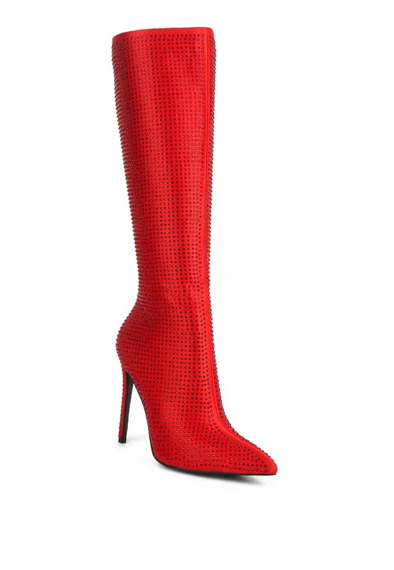 TEEK - Diamante Set High Heeled Calf Boot