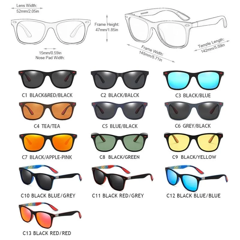 Unisex Polarised Classic Square Driving Sun Glasses